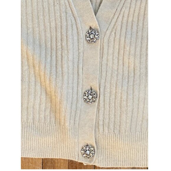 H&M BROOCH BUTTONS WORN ONCE IVORY CARDIGAN - Picture 1 of 6